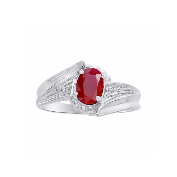 RYLOS Classic Mens Red Ruby & Diamond Ring July Birthstone 